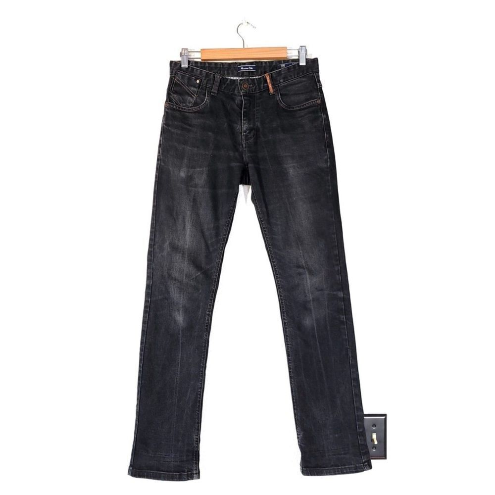 MASSIMO DUTTI Premium Slim Fit Jeans in Dark Wash Black Distressed Mens 32 x 33